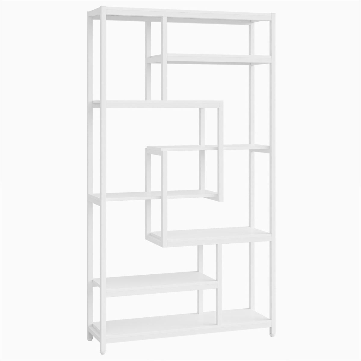8-Shelves Staggered Bookshelf, Industrial Etagere Bookcase - Image 11