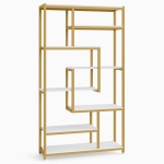 8-Shelves Staggered Bookshelf, Industrial Etagere Bookcase - Image 9