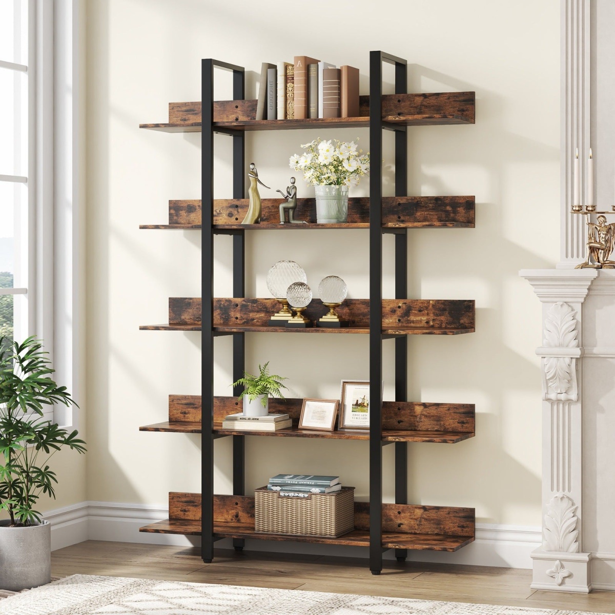 5-Tier Bookshelf, Industrial 5-Shelf Etagere Bookcase - Image 1