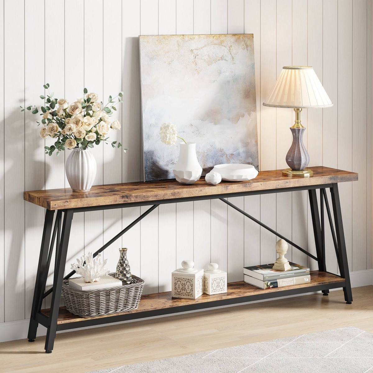 Console Table, 70.9 Inches Extra Long Sofa Table Behind Couch - Image 1