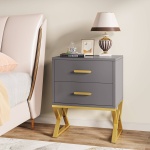 Nightstand, Modern Bedside Sofa Table with 2 Storage Drawers - Image 10