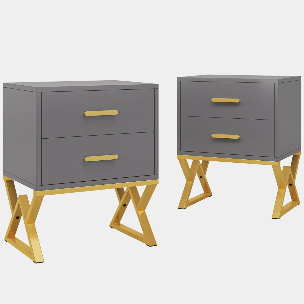 Nightstand, Modern Bedside Sofa Table with 2 Storage Drawers - Image 12