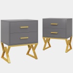 Nightstand, Modern Bedside Sofa Table with 2 Storage Drawers - Image 12