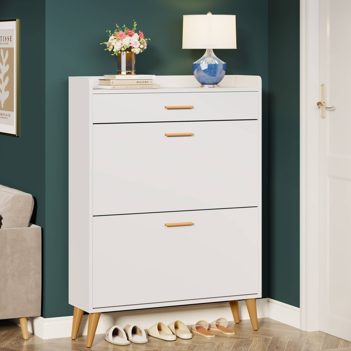 Shoe Cabinet, 16 Pairs Shoe Storage Rack with Drawers - Image 11