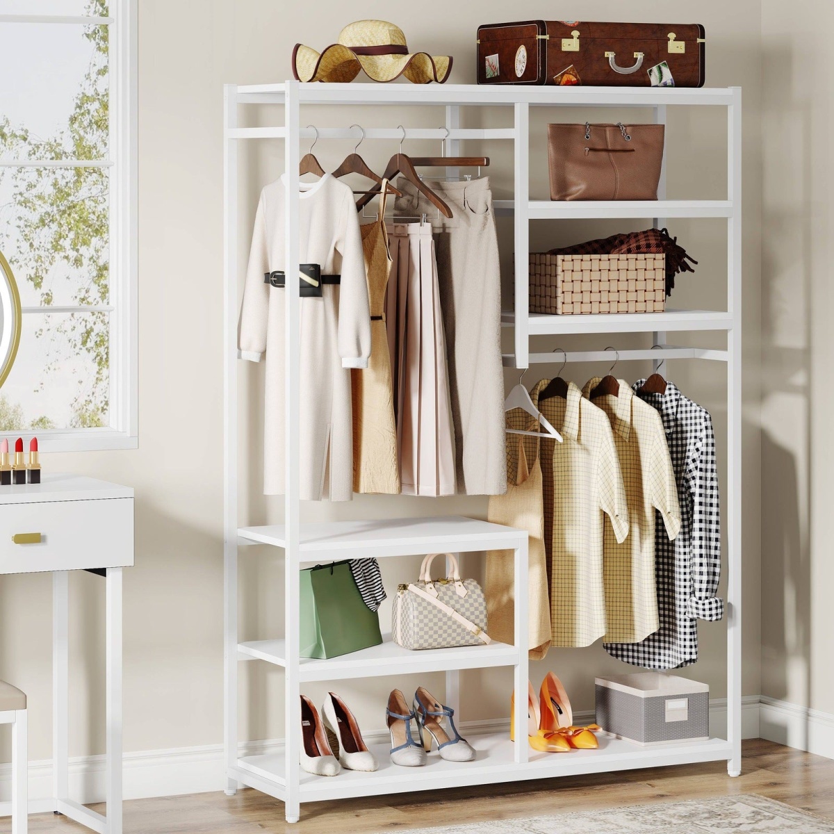 Freestanding Closet Organizer, Clothes Racks with 2 Hanging Rod - Image 12