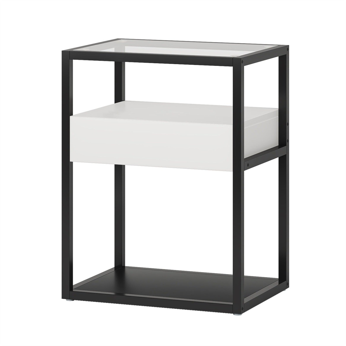 Nightstand, Modern Side End Table with Drawer and Shelf - Image 4
