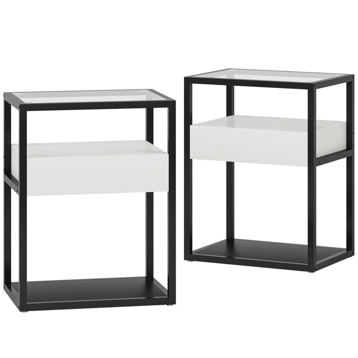Nightstand, Modern Side End Table with Drawer and Shelf - Image 9
