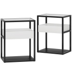 Nightstand, Modern Side End Table with Drawer and Shelf - Image 9