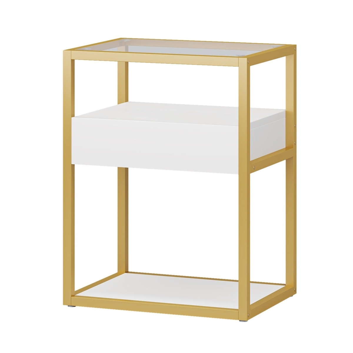 Nightstand, Modern Side End Table with Drawer and Shelf - Image 10