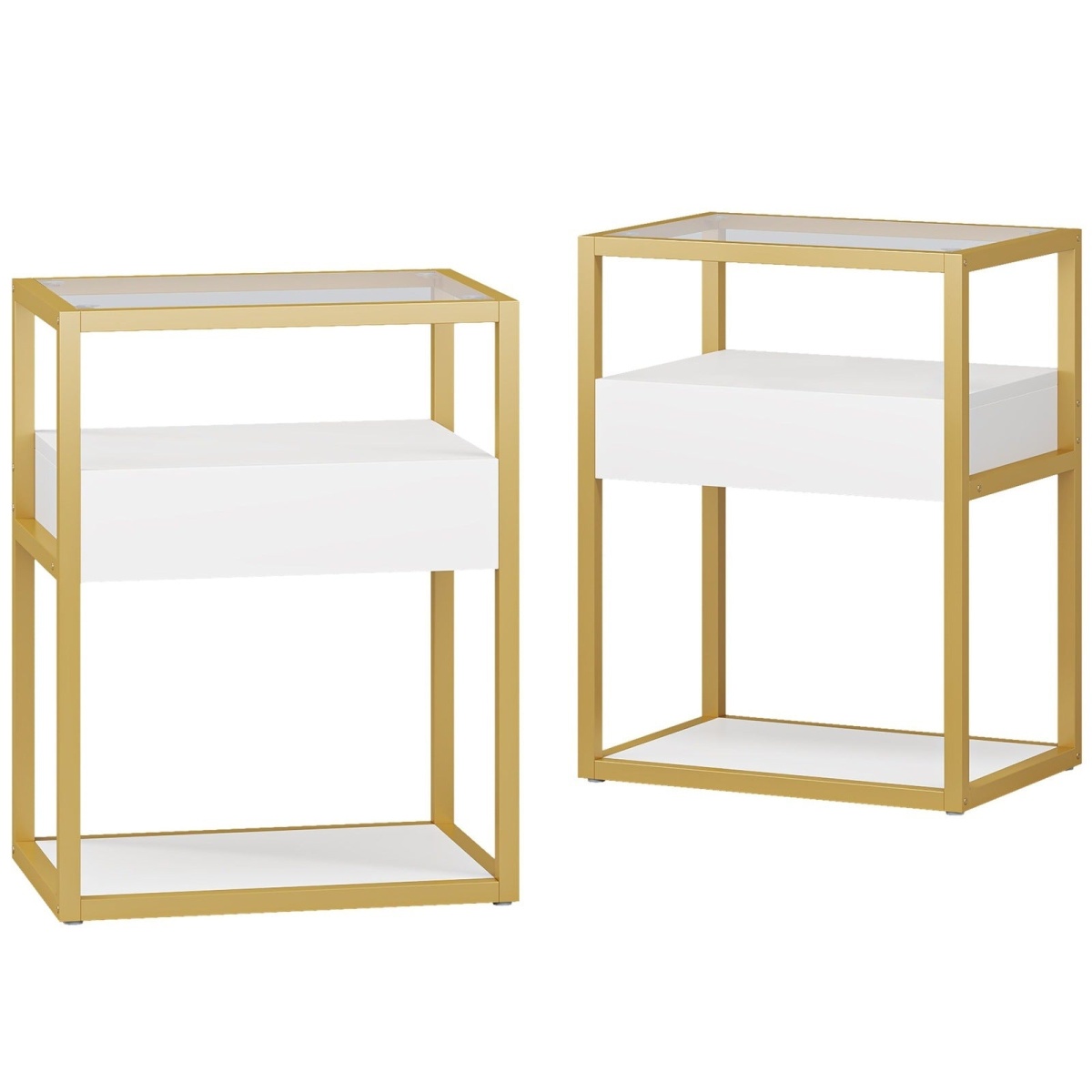 Nightstand, Modern Side End Table with Drawer and Shelf - Image 11