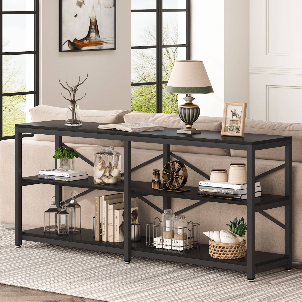 Console Table, 70.9 inch Long Sofa Table with Storage Shelves - Image 10