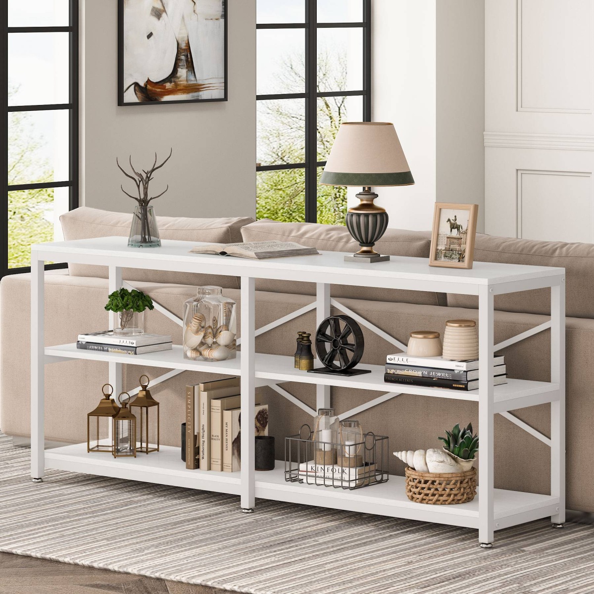 Console Table, 70.9 inch Long Sofa Table with Storage Shelves - Image 12