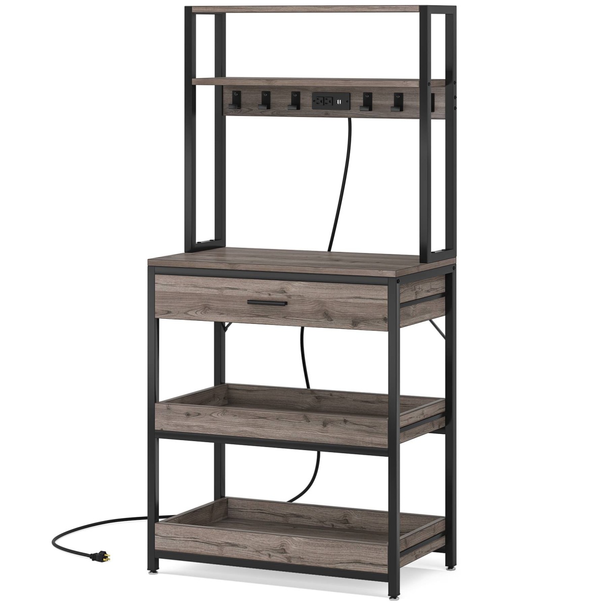 5-Tier Kitchen Baker?s Rack with Power Outlets, Drawer & Sliding Shelves - Image 10