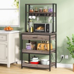 5-Tier Kitchen Baker?s Rack with Power Outlets, Drawer & Sliding Shelves - Image 9