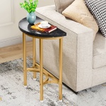 End Table, 20? Half Round Faux Marble Side Table - Image 9