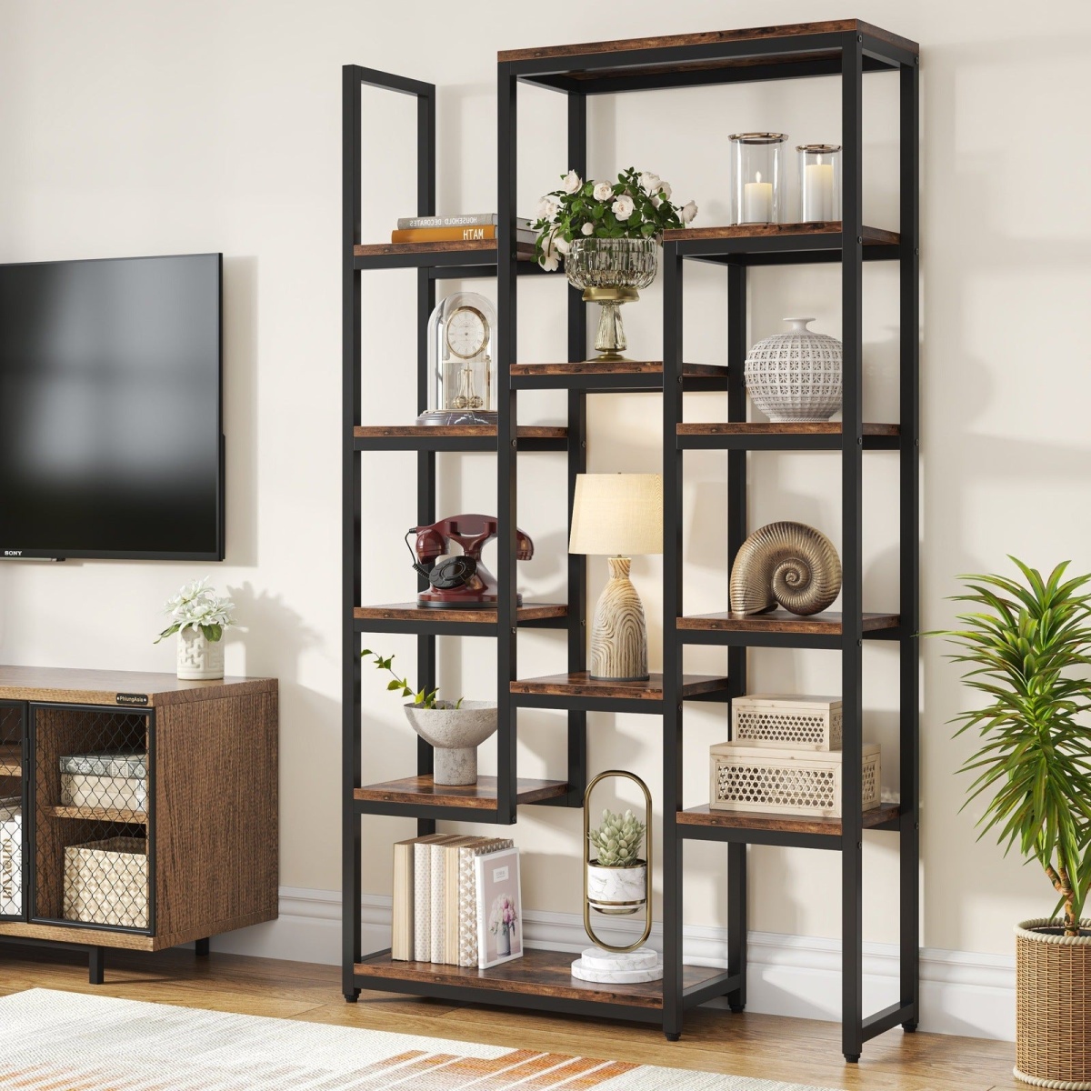 6-Tier Bookshelf 70.9 inch Tall Bookcase, 12-Shelf Display Shelves - Image 1