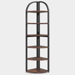 6 Tier Corner Shelf, 71 inch Tall Corner Bookshelf for Small Space - Image 2