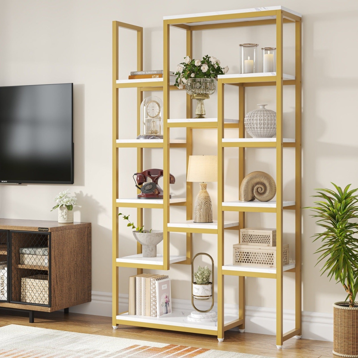 6-Tier Bookshelf 70.9 inch Tall Bookcase, 12-Shelf Display Shelves - Image 12