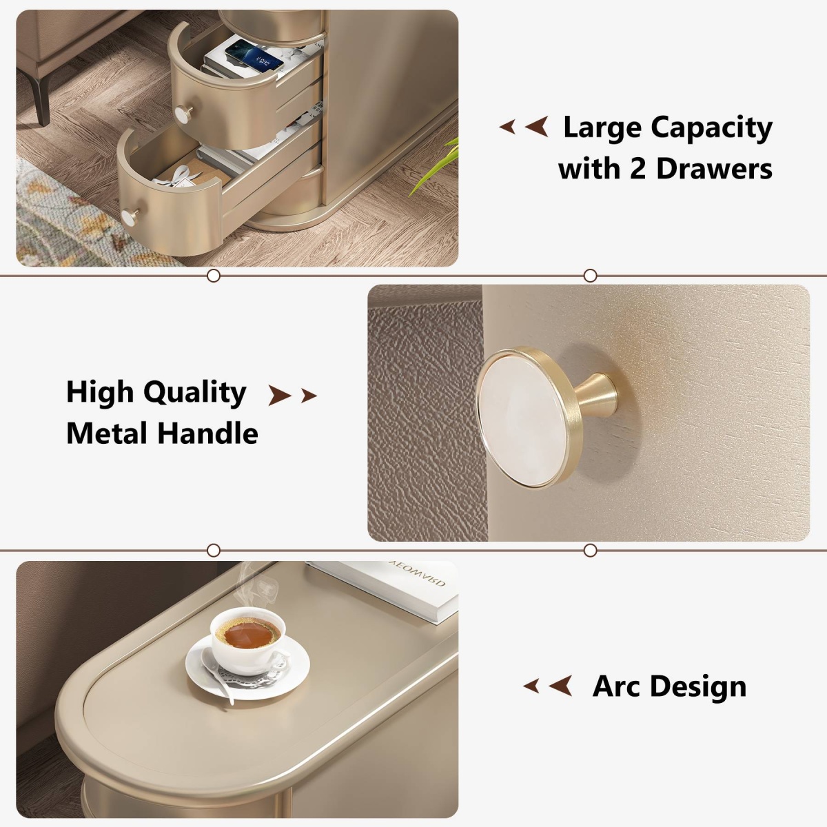End Table, Sofa Bedside Narrow Accent Tables with 2 Drawers - Image 11