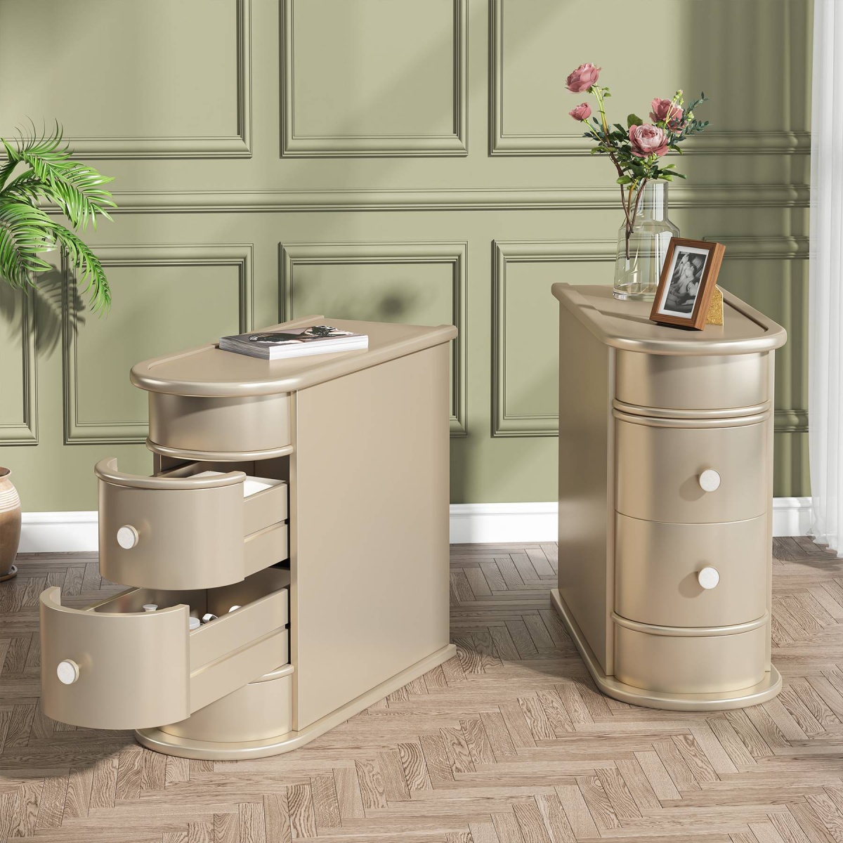 End Table, Sofa Bedside Narrow Accent Tables with 2 Drawers - Image 12