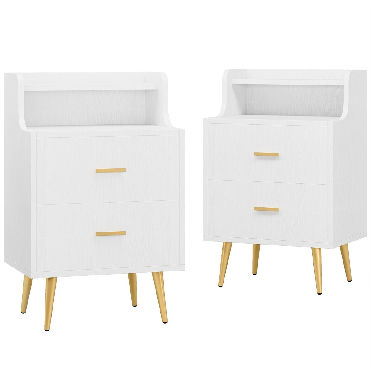 Nightstand, Modern Bedside Table with 2 Drawers - Image 9