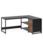 L-Shaped Desk, 59? Reversible Corner Desk with Drawers & Shelves - Image 2