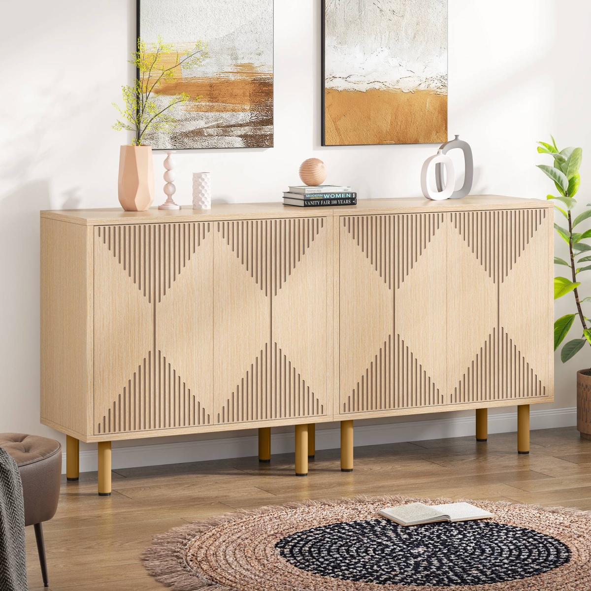 Sideboard Buffet, 58? Modern Storage Cabinet with Doors - Image 9