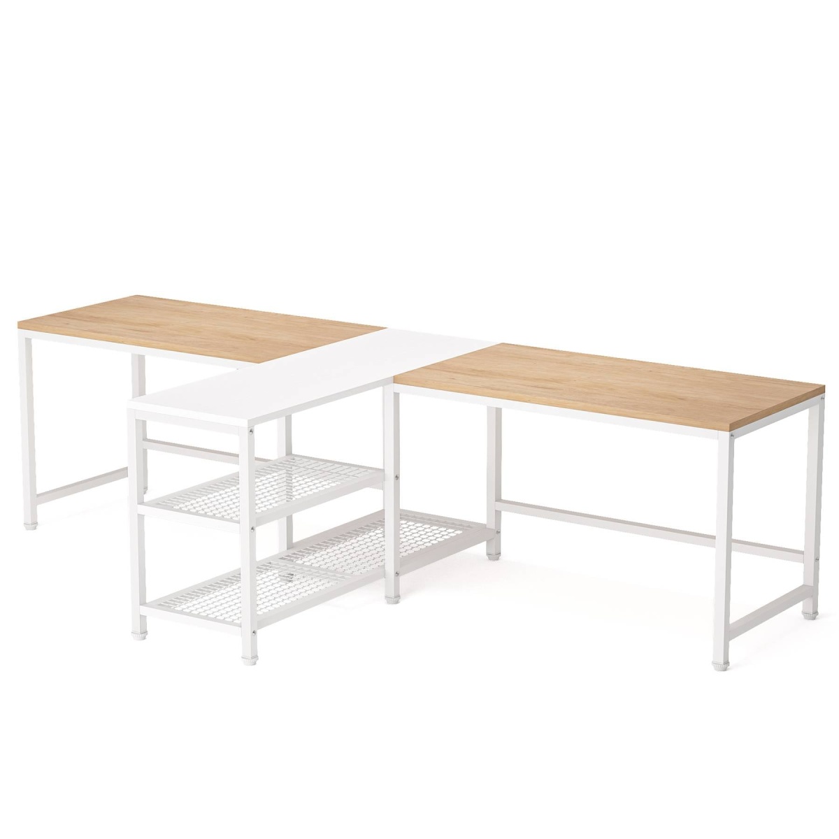 Two Person Desk, 94.5? Double Computer Desk with Shelves - Image 9