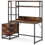 Computer Desk, 55? Writing Table with 2 Drawers and Storage Shelves - Image 2
