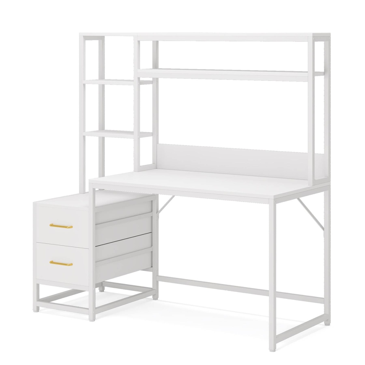 Computer Desk, 55? Writing Table with 2 Drawers and Storage Shelves - Image 10