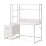 Computer Desk, 55? Writing Table with 2 Drawers and Storage Shelves - Image 10