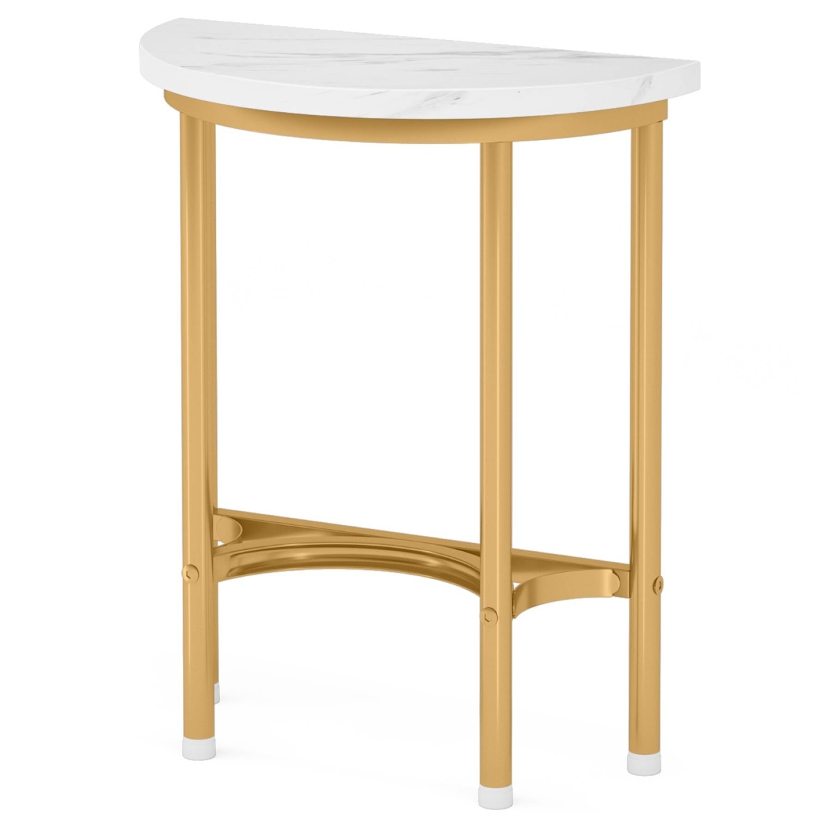 End Table, 20? Half Round Faux Marble Side Table - Image 2