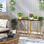 End Table, 20? Half Round Faux Marble Side Table - Image 11