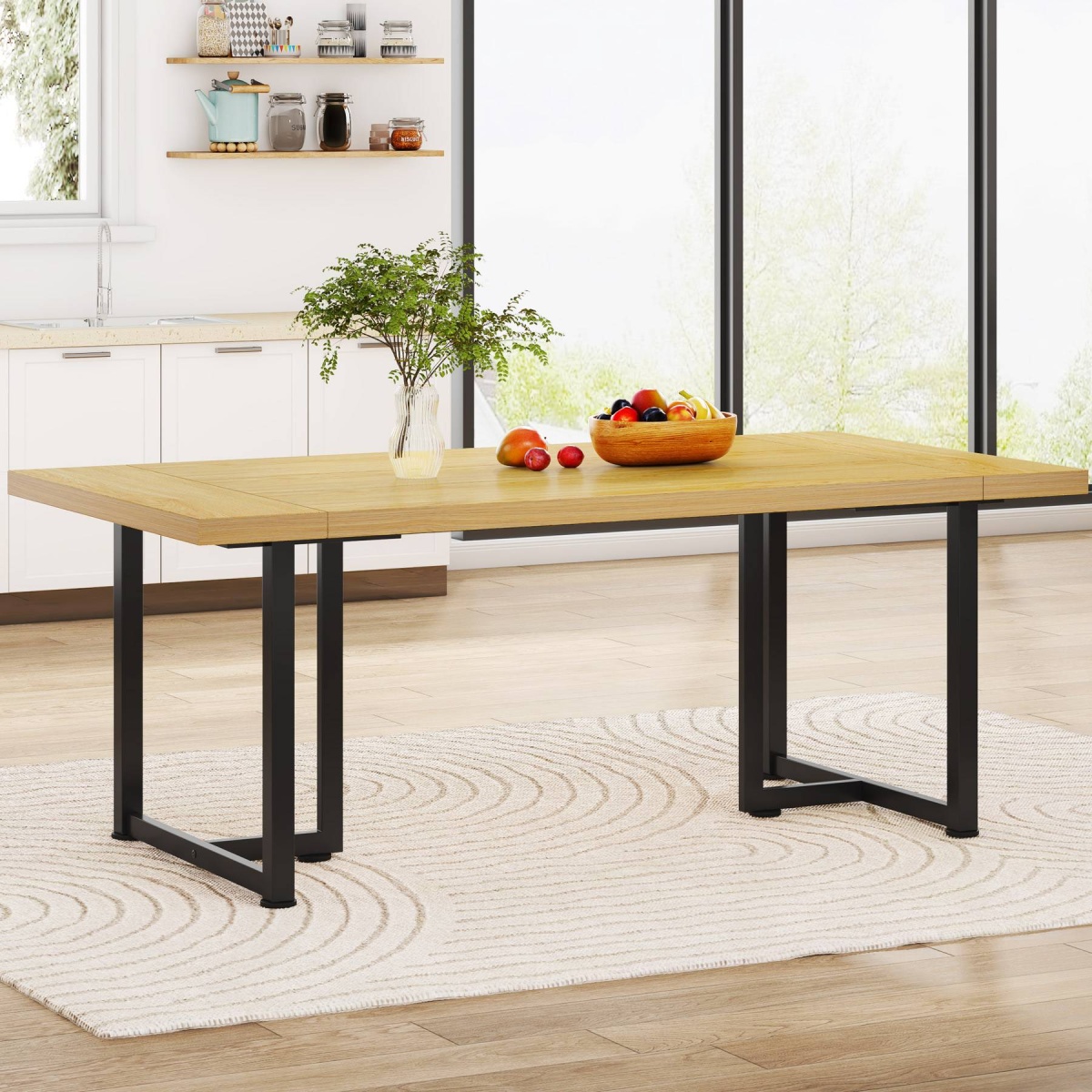 Dining Table, Industrial Rectangular Kitchen Table for 4-6 People - Image 9