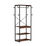 Coat Rack, Freestanding Corner Hall Tree with 4 Shelves 8 Hooks - Image 11