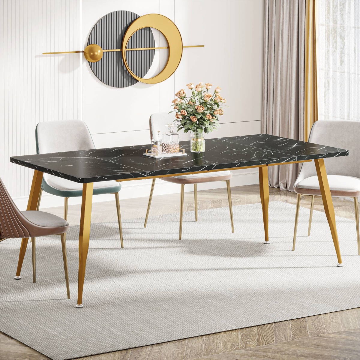 Dining Table, 70.9? Kitchen Dinner Table for 6 to 8 People - Image 8