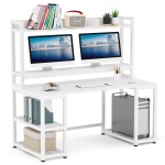 Computer Desk, 55? Hutch Desk Writing Table with Monitor Stand - Image 4