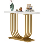 Console Table, 39? Faux Marble Entryway Sofa Table with U-Shaped Base
