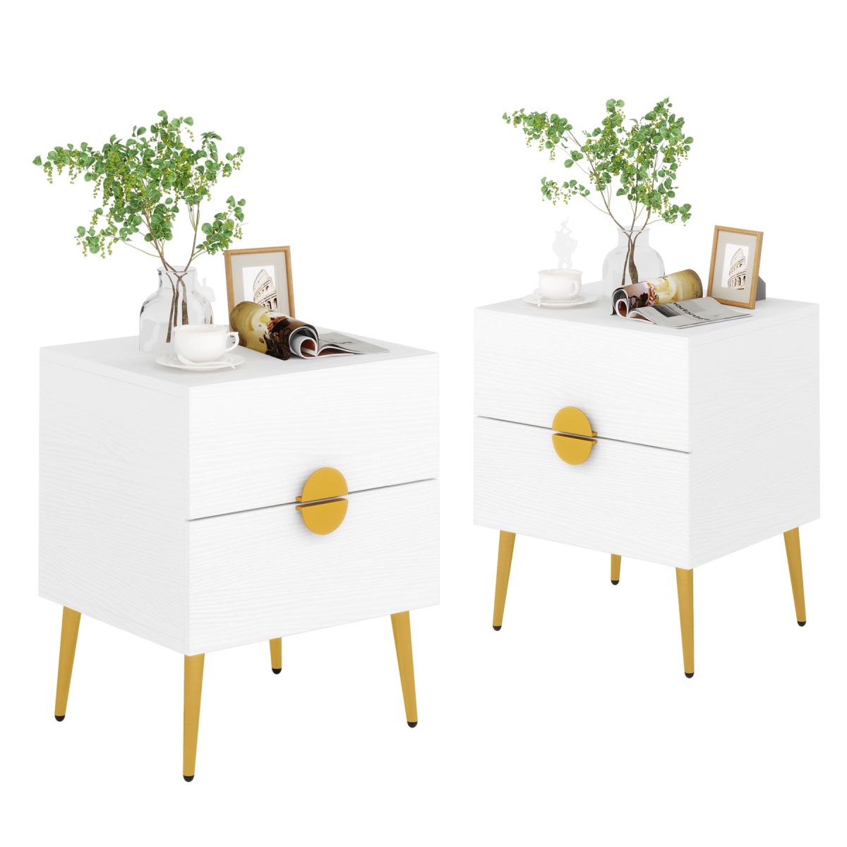 Nightstands, Modern Bedside Table with 2 Drawers - Image 11