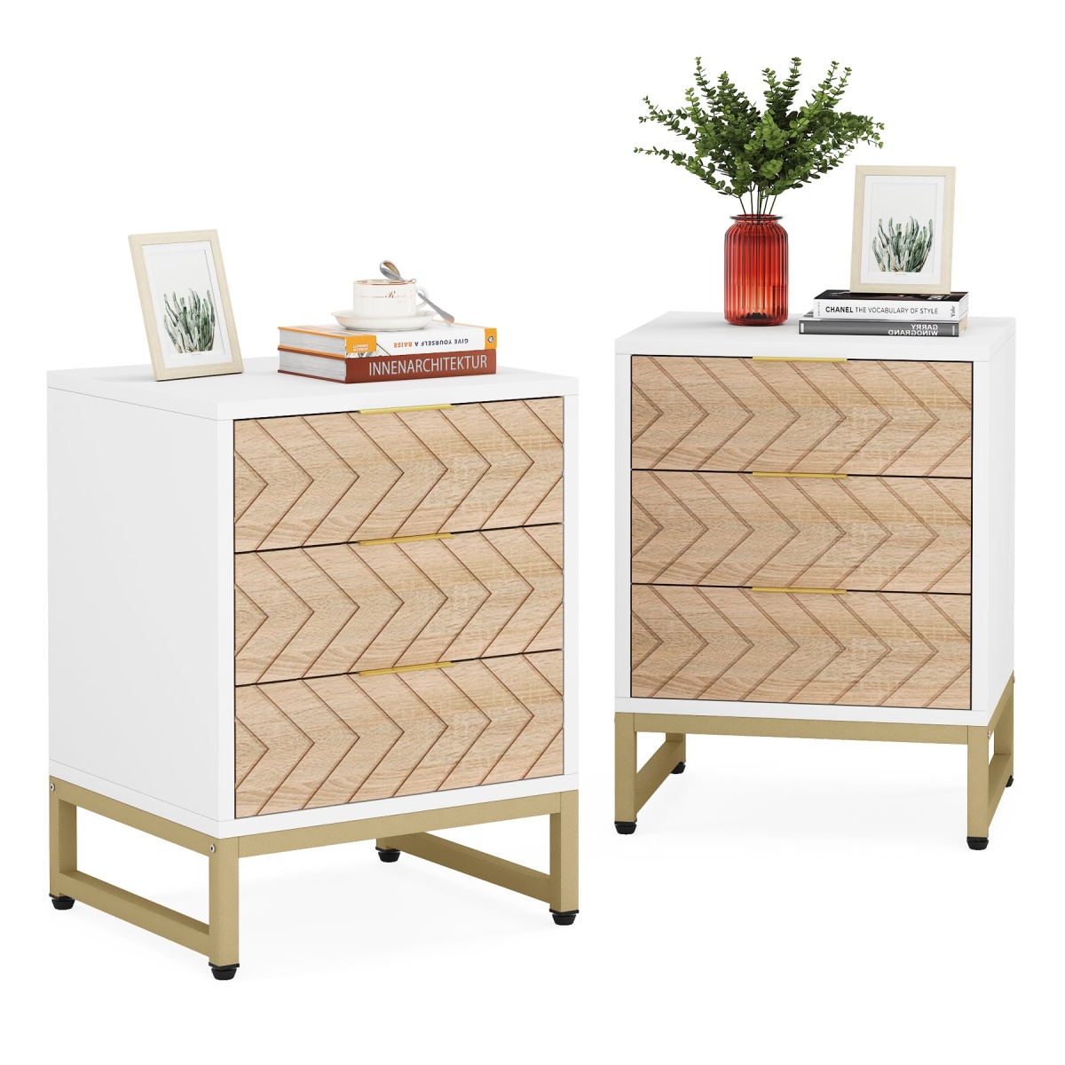 Nigntstand, Modern Bedside Table with 3 Drawers - Image 8
