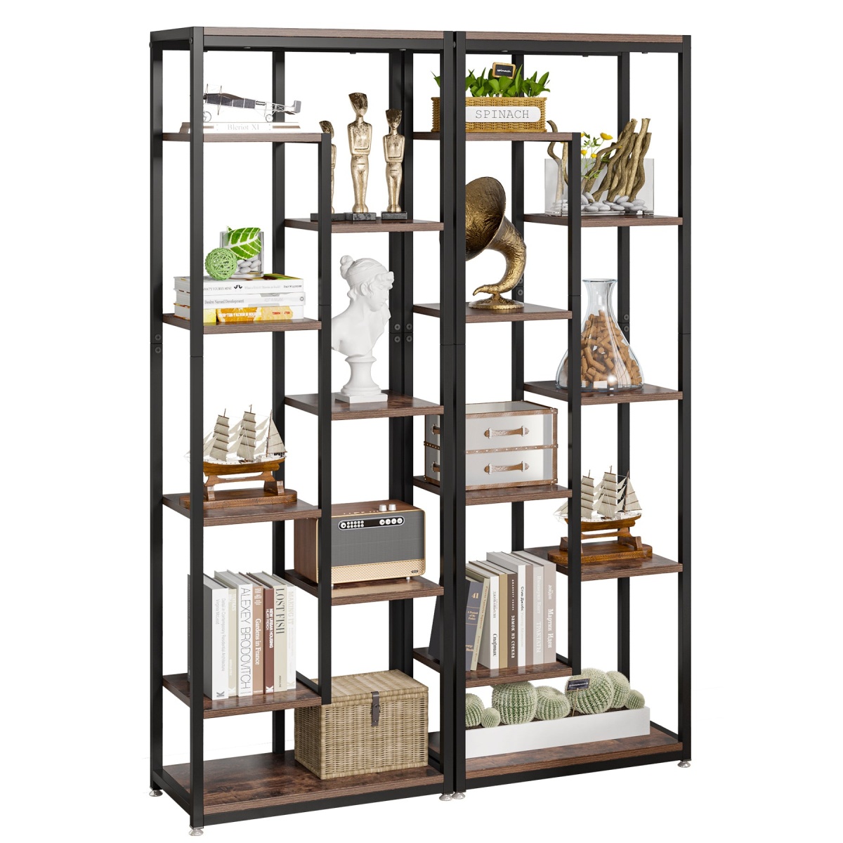 Bookshelf, 70.8? Etagere Bookcase Storage Display Shelf Unit - Image 8