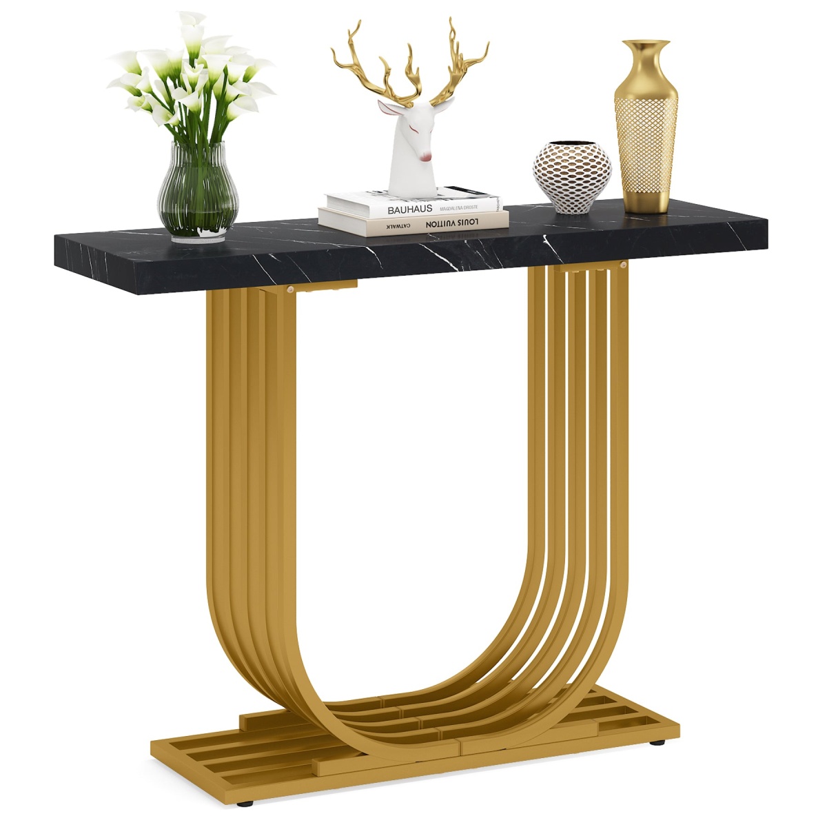 Console Table, 39? Faux Marble Entryway Sofa Table with U-Shaped Base - Image 8