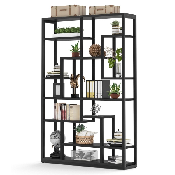 Bookshelf, Standing Shelf Bookcase Storage Rack, Black