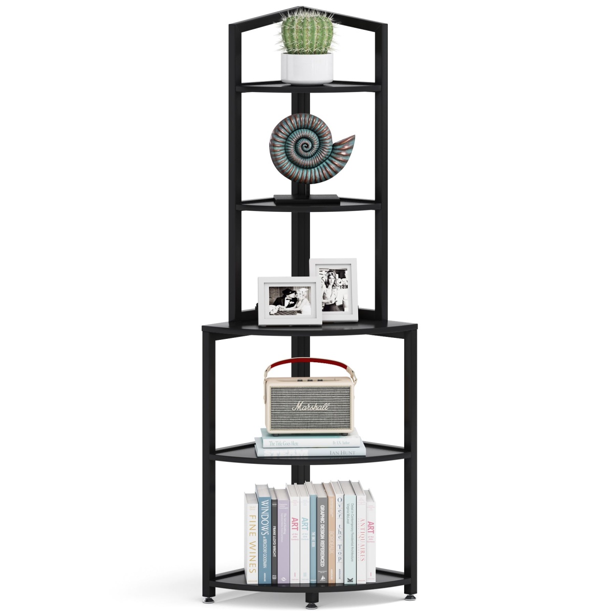 Corner Shelf, 60 Inch Corner Bookshelf Ladder Shelf Plant Stand - Image 8