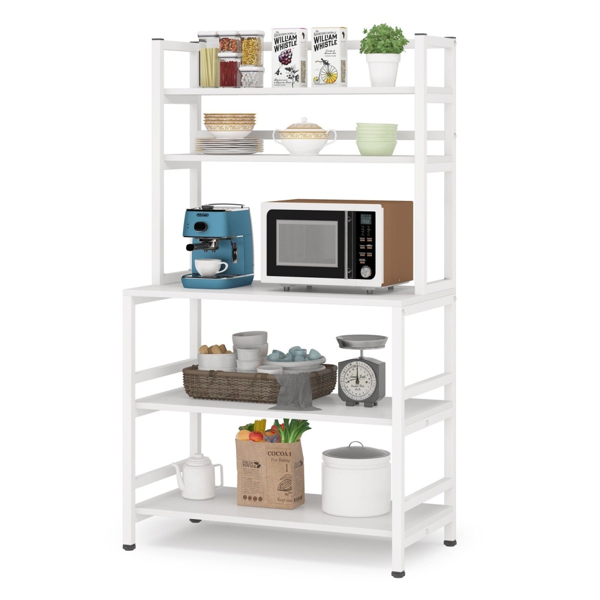 Kitchen Baker?s Rack, 5-Tier Microwave Oven Stand with Hutch - Image 8
