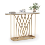 Console Table, 43? Modern Sofa Couch Table with Faux Marble - Image 2