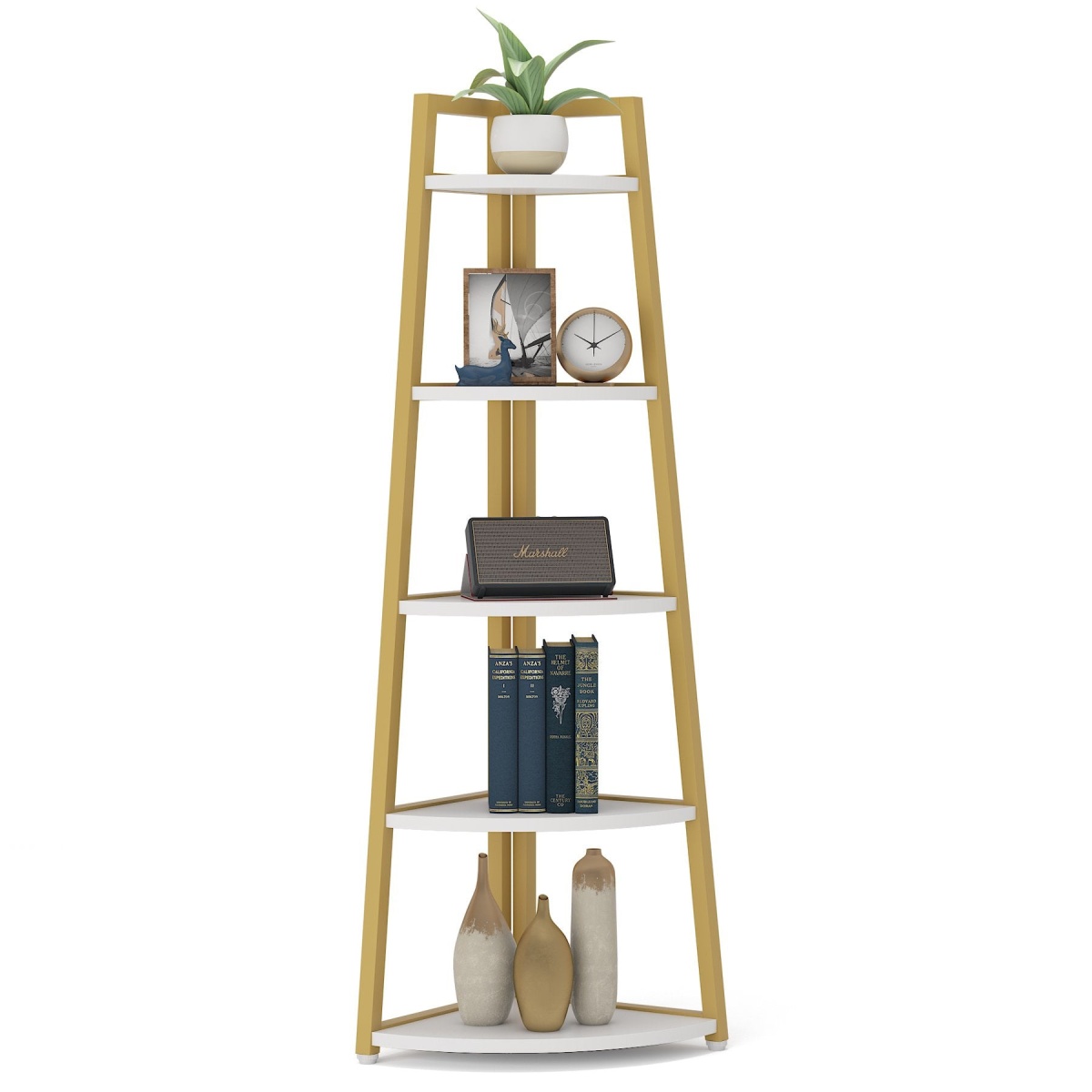 Corner Shelf, 70? Tall Corner Ladder Shelf Small Bookshelf - Image 12