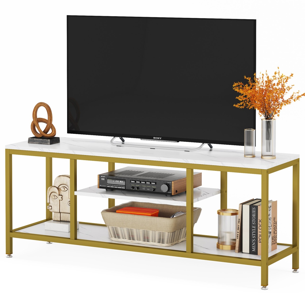 TV Stand for 65 Inch TV, 59 Inch Modern TV Console Table - Image 1