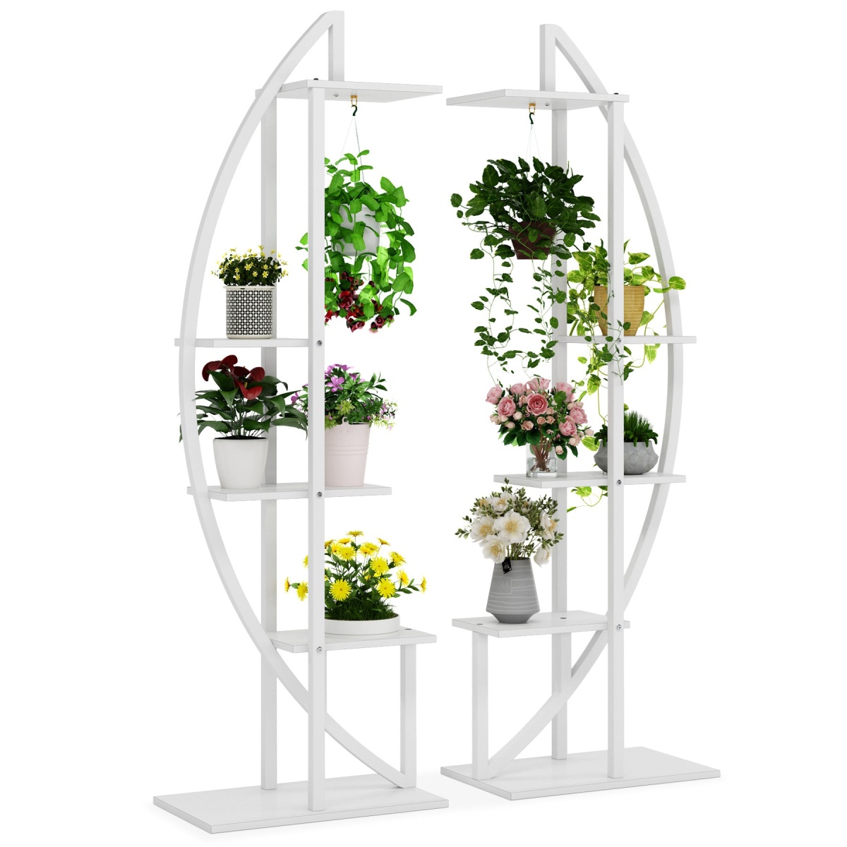 Plant Stand, 5-Tier Curved Flower Display Shelf Pack of 2 - Image 4