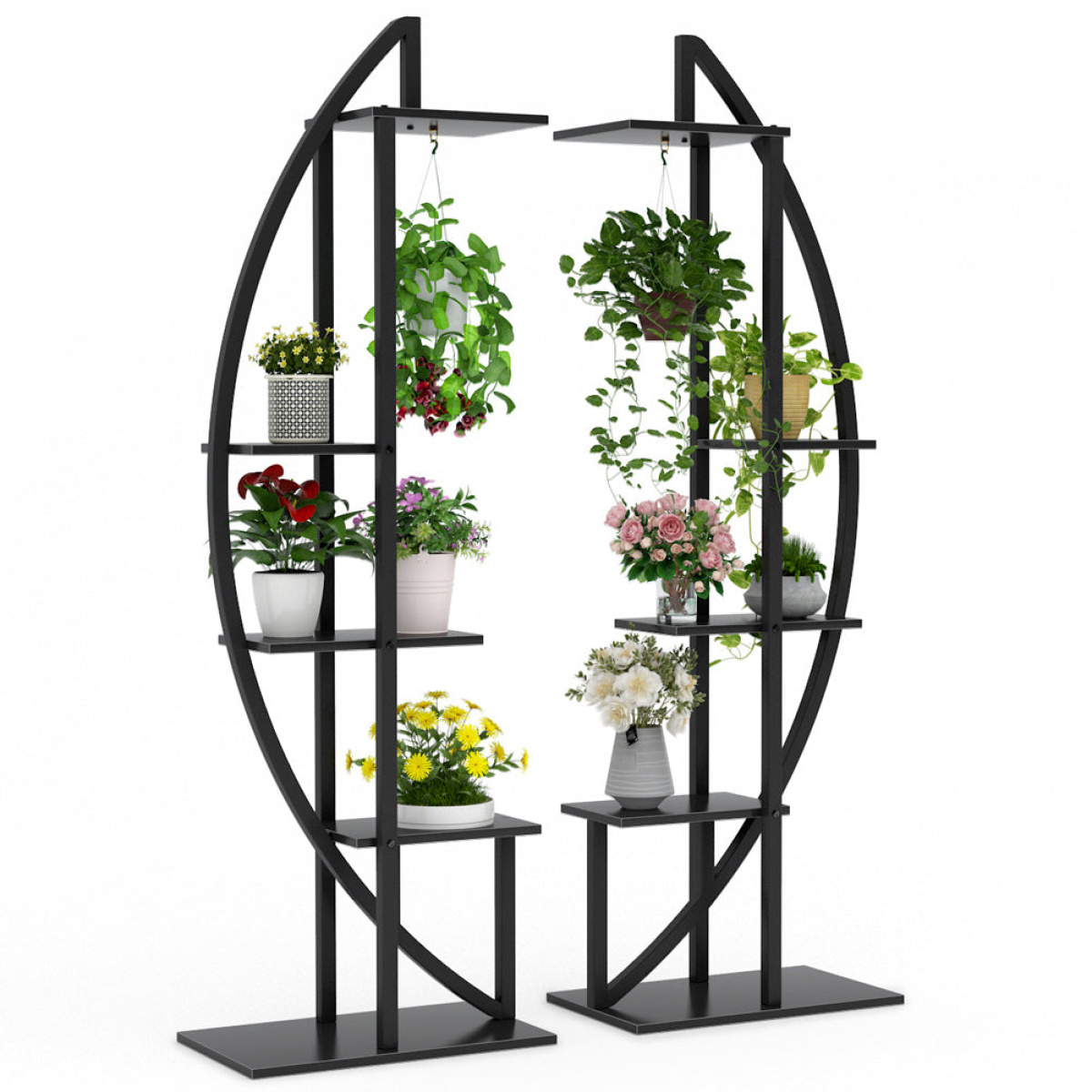 Plant Stand, 5-Tier Curved Flower Display Shelf Pack of 2 - Image 1